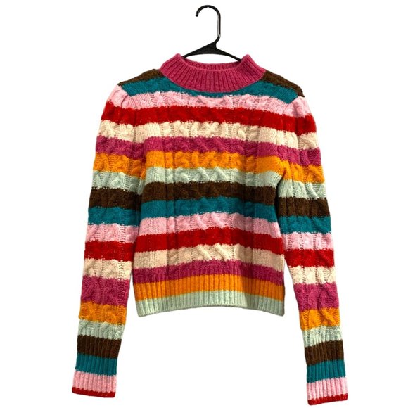 Halogen Sweaters - Halogen X Atlantic-Pacific Multi-Colored Striped Cable Knit Sweater XS